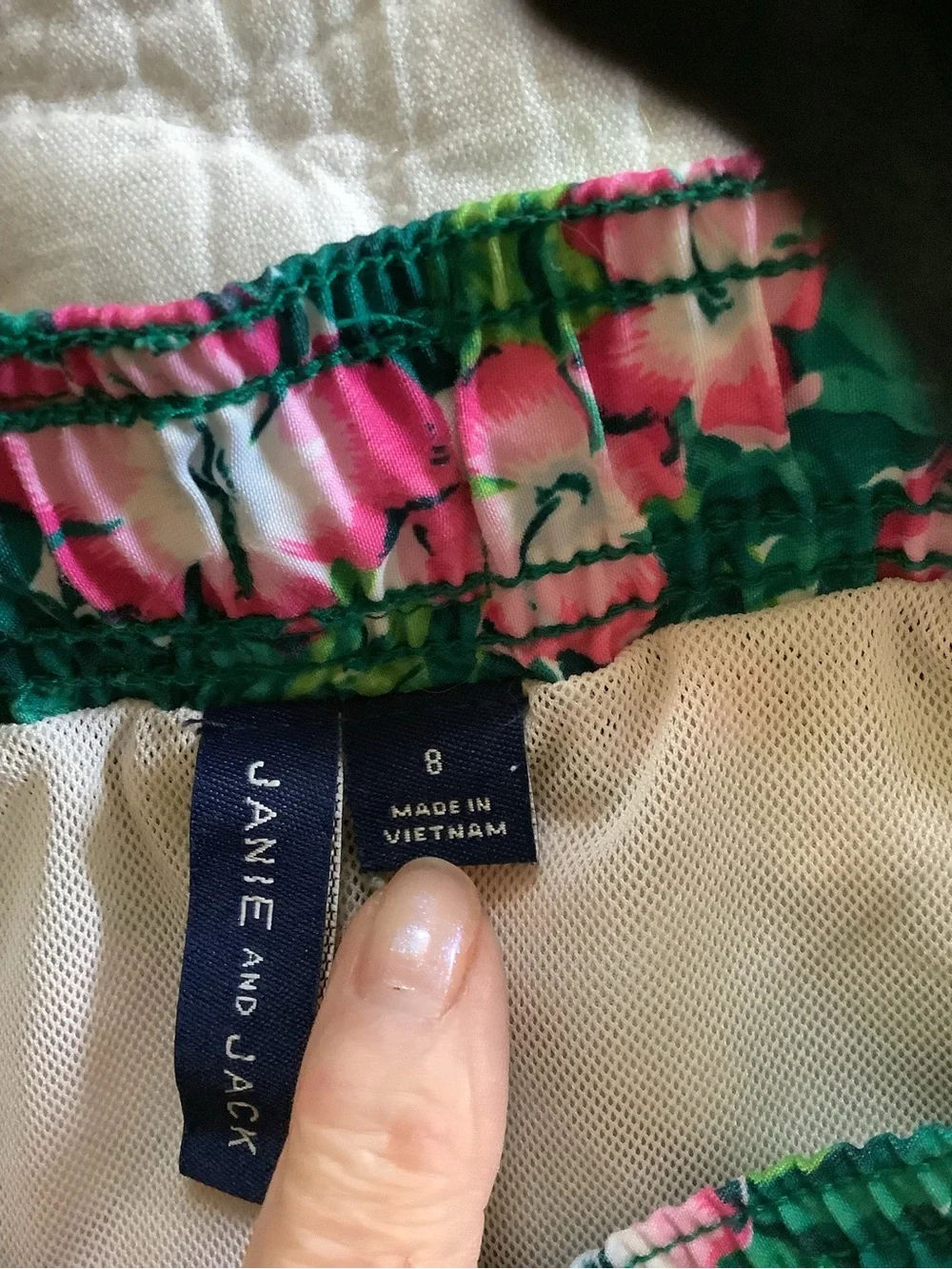 Janie and Jack Boys Tropical Floral Swim Trunks - Pink & Green